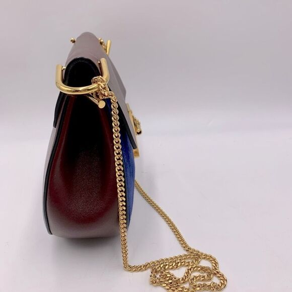 Auth Chloe Drew Mini Two Tone Leather Suede Navy Bordeaux Shoulder Bag - Picture 13 of 15